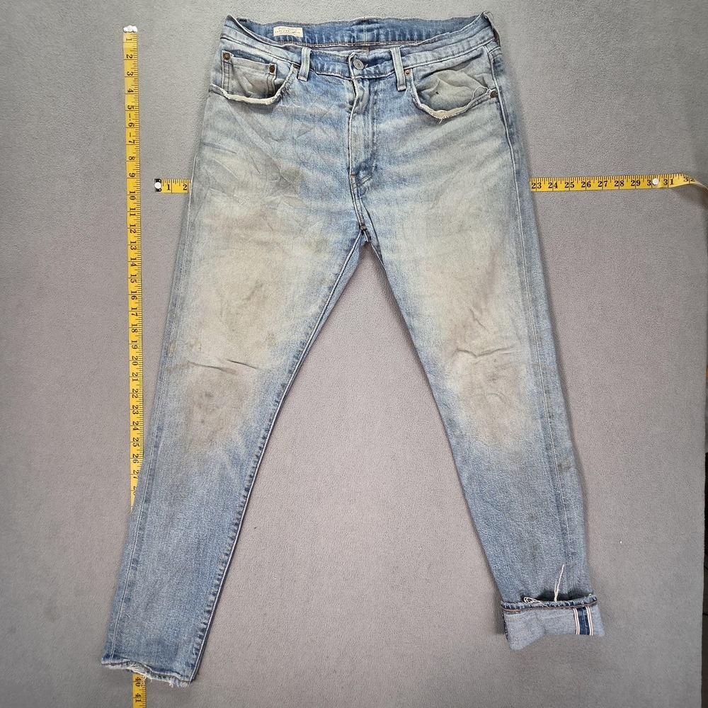 Levis Selvedge Jeans Mens‎ Light Wash Blue Slim Tapered Honeycomb Fits 30x30